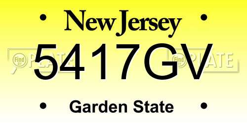 5417GV New Jersey License Plate