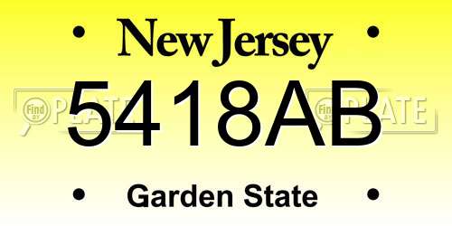 5418AB New Jersey License Plate
