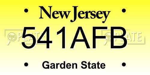 541AFB New Jersey License Plate