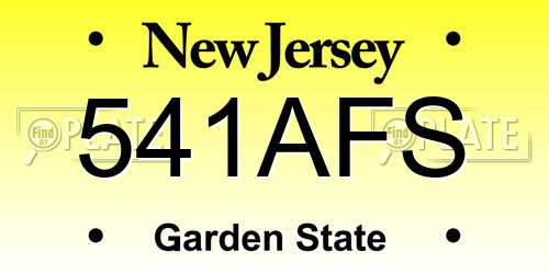 541AFS New Jersey License Plate