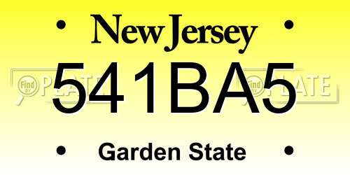 541BA5 New Jersey License Plate