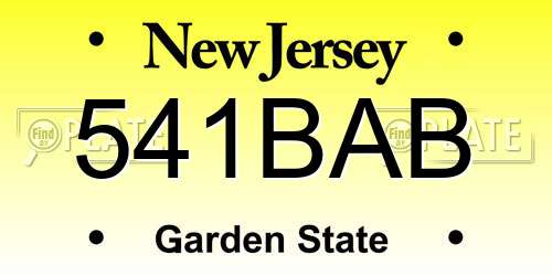541BAB New Jersey License Plate