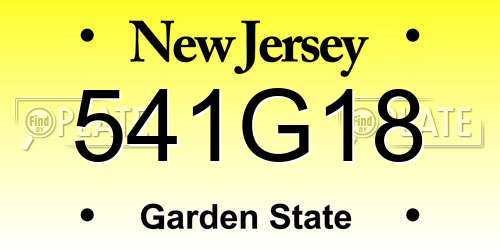 541G18 New Jersey License Plate