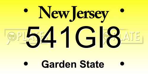 541GI8 New Jersey License Plate