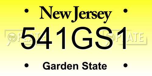 541GS1 New Jersey License Plate