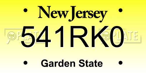 541RK0 New Jersey License Plate
