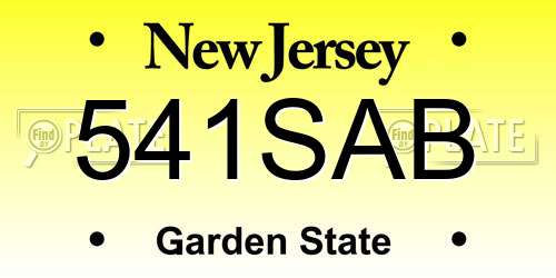 541SAB New Jersey License Plate