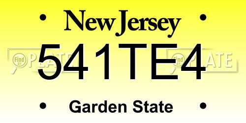 541TE4 New Jersey License Plate