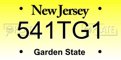 541TG1 New Jersey License Plate