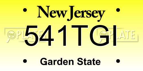 541TGI New Jersey License Plate