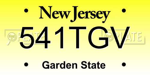 541TGV New Jersey License Plate