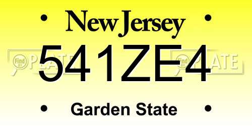 541ZE4 New Jersey License Plate