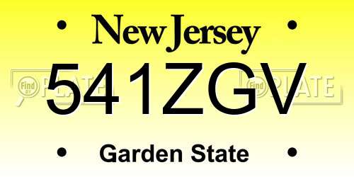 541ZGV New Jersey License Plate