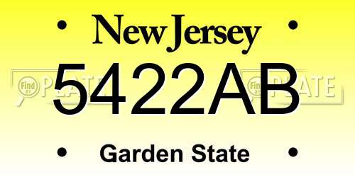 5422AB New Jersey License Plate