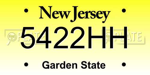 5422HH New Jersey License Plate