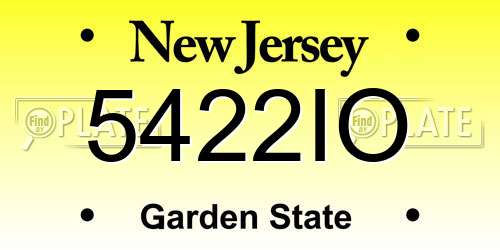 5422IO New Jersey License Plate
