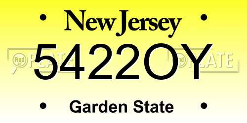 5422OY New Jersey License Plate