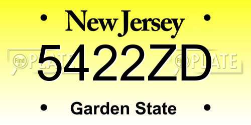 5422ZD New Jersey License Plate