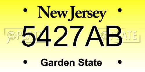5427AB New Jersey License Plate