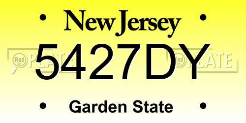 5427DY New Jersey License Plate