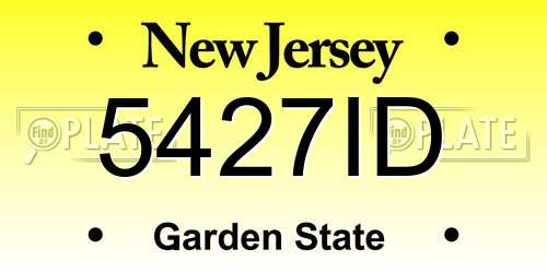 5427ID New Jersey License Plate