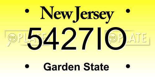 5427IO New Jersey License Plate