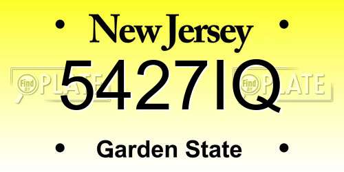 5427IQ New Jersey License Plate