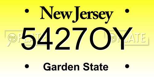 5427OY New Jersey License Plate