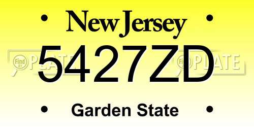 5427ZD New Jersey License Plate