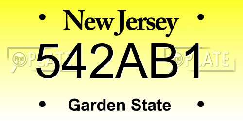 542AB1 New Jersey License Plate