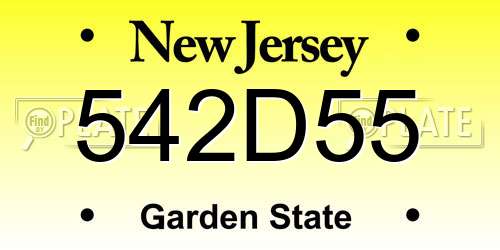 542D55 New Jersey License Plate
