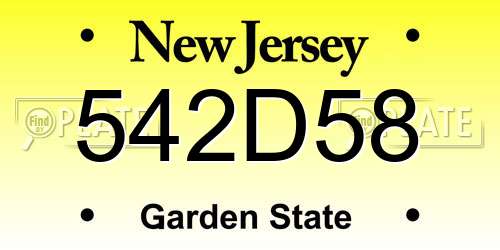 542D58 New Jersey License Plate