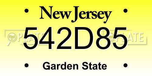 542D85 New Jersey License Plate