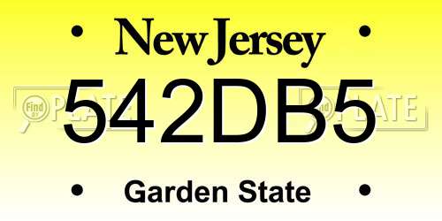 542DB5 New Jersey License Plate