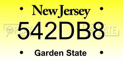 542DB8 New Jersey License Plate