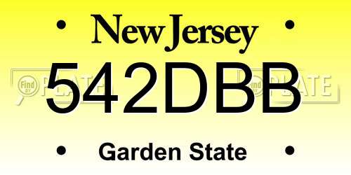 542DBB New Jersey License Plate