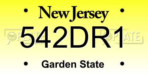 542DR1 New Jersey License Plate
