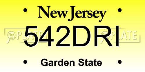 542DRI New Jersey License Plate
