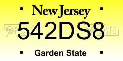 542DS8 New Jersey License Plate