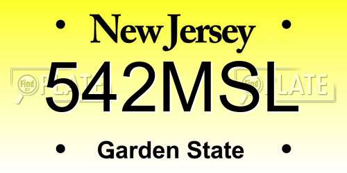 542MSL New Jersey License Plate