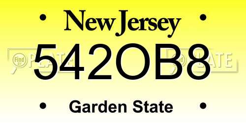 542OB8 New Jersey License Plate