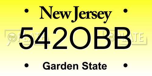 542OBB New Jersey License Plate