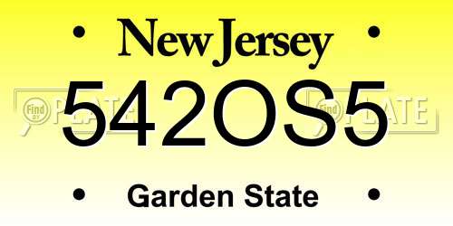 542OS5 New Jersey License Plate