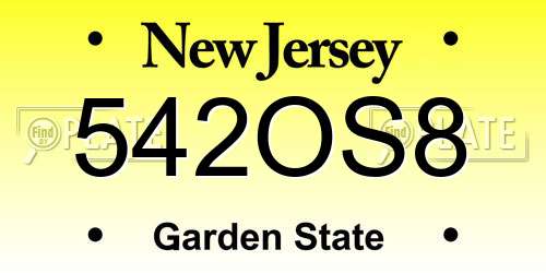 542OS8 New Jersey License Plate