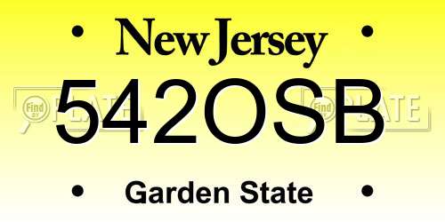 542OSB New Jersey License Plate