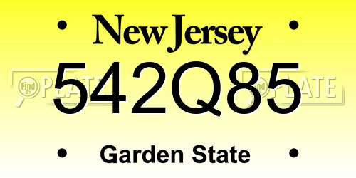 542Q85 New Jersey License Plate