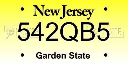542QB5 New Jersey License Plate
