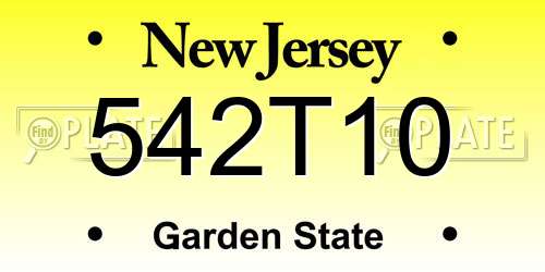 542T10 New Jersey License Plate