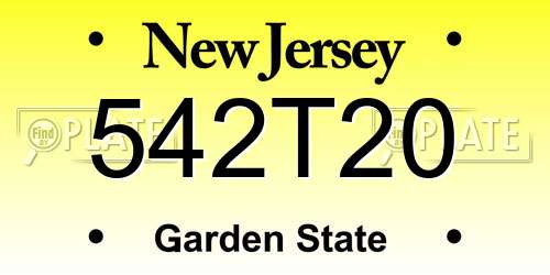 542T20 New Jersey License Plate