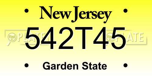 542T45 New Jersey License Plate